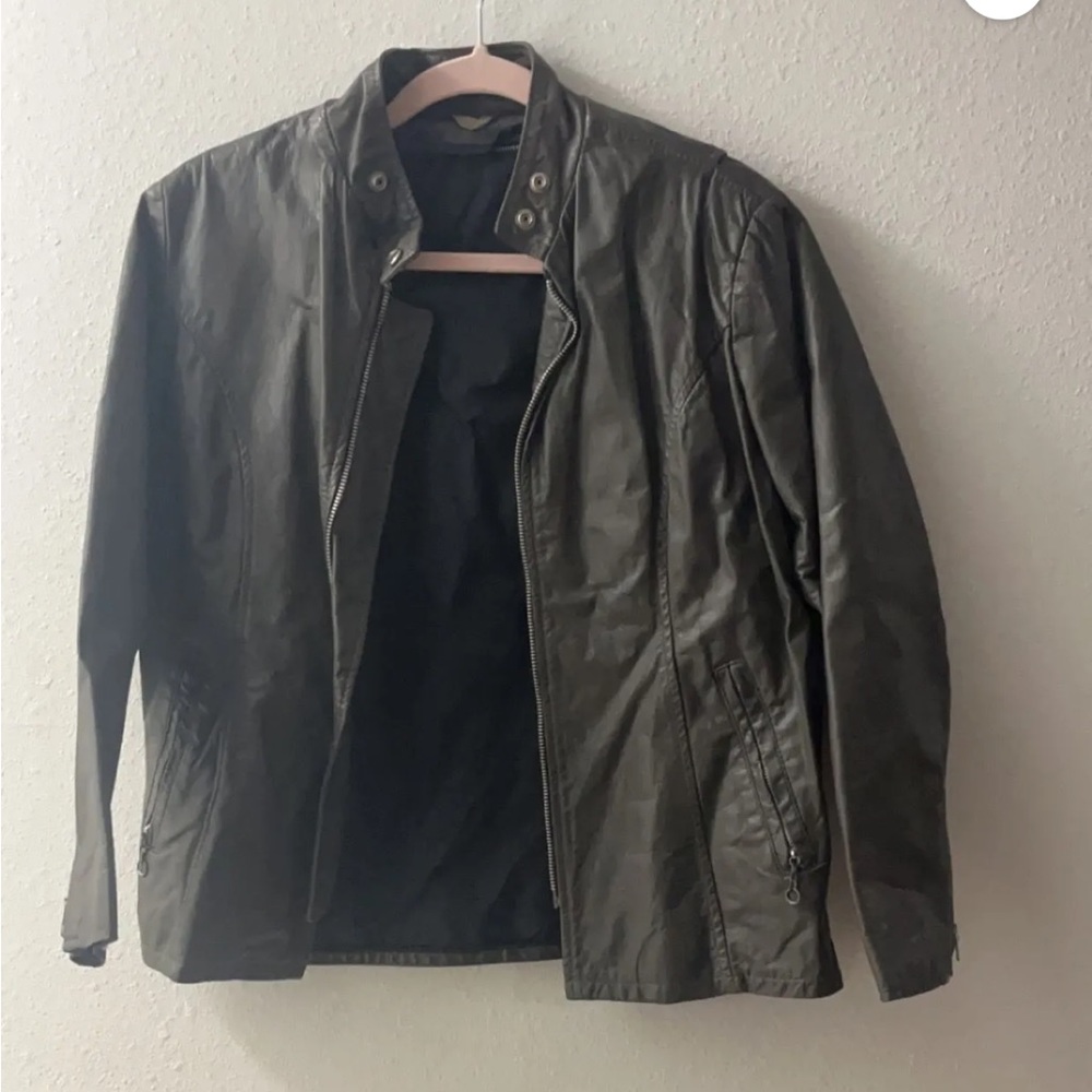 Gray leather jacket